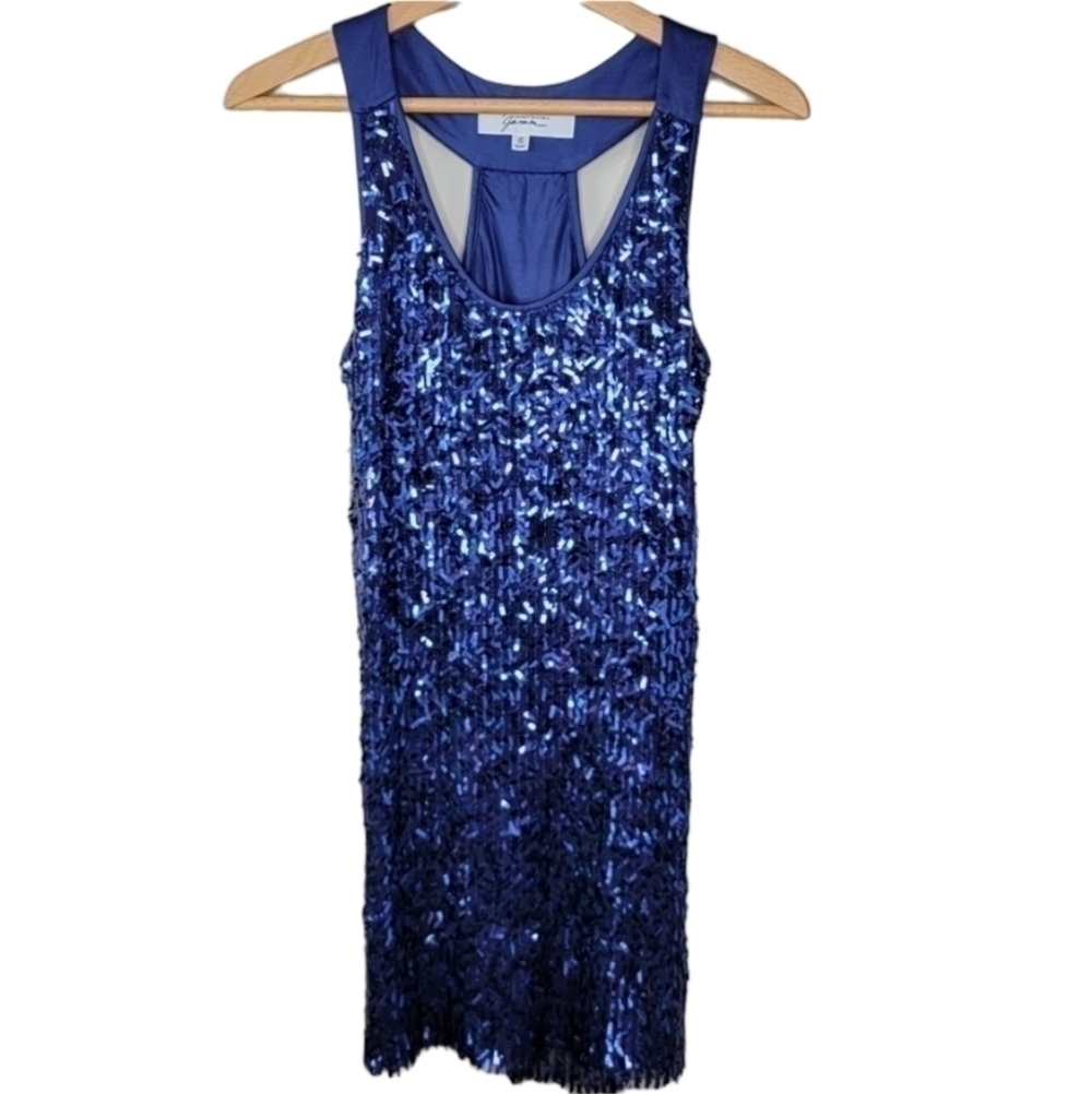 Mark & James by Badgley Mischka Navy Blue Sequin Mini Dress Size XS